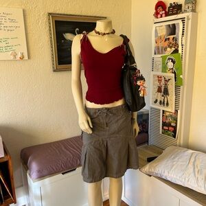 Charlotte Russe Burgundy Tie-Shoulder Tank Top